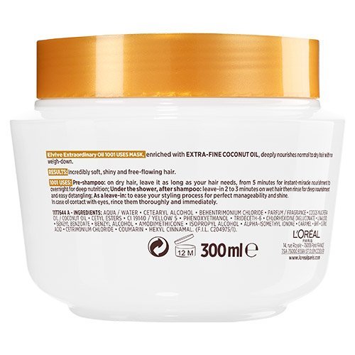 L'Oreal Elvive Extraordinary Oil Coconut Hair Mask  - back of pack